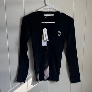 Joshua Sanders Black Ribbed Cardigan Sz M